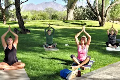 yoga-mts square outside yoga classes in northeast Tucson at La Mariposa Fitness and Sports